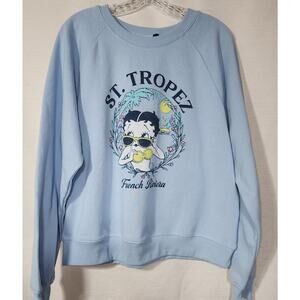 Betty Boop ST. Tropez French Riviera blue sweatshirt size large women's